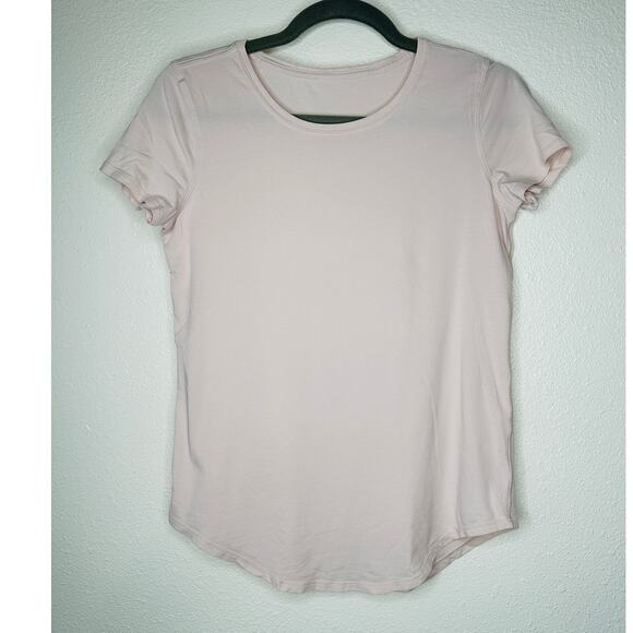 Lululemon Pale Pink Short Sleeve Round Neck Curved Hem Tee Shirt 6 - Picture 3 of 8